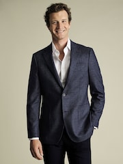 Charles Tyrwhitt Chrome Blue Slim Fit Wool Silk Jacket - Image 1 of 5