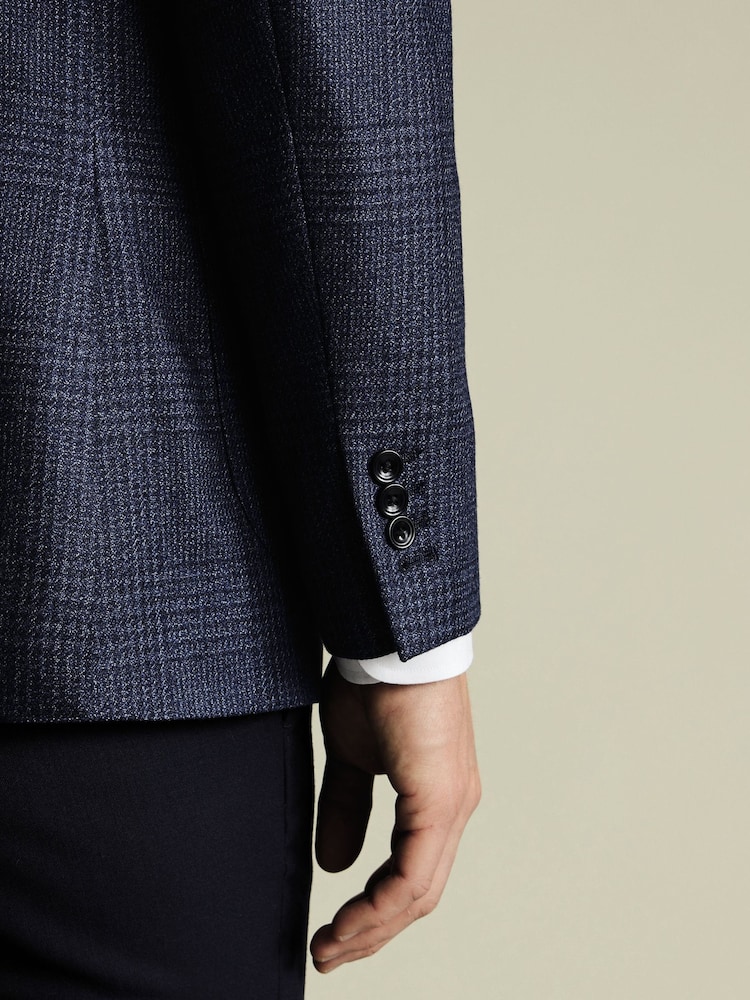 Charles Tyrwhitt Chrome Blue Slim Fit Wool Silk Jacket - Image 2 of 5