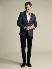 Charles Tyrwhitt Chrome Blue Slim Fit Wool Silk Jacket - Image 3 of 5