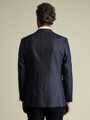 Charles Tyrwhitt Chrome Blue Slim Fit Wool Silk Jacket - Image 4 of 5