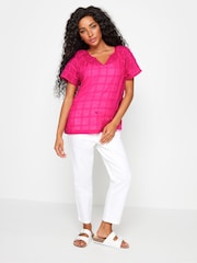 M&Co Pink 100% Cotton Notch Neck Dobby Blouse - Image 2 of 5