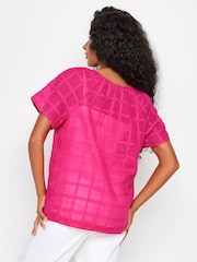M&Co Pink 100% Cotton Notch Neck Dobby Blouse - Image 3 of 5