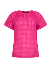 M&Co Pink 100% Cotton Notch Neck Dobby Blouse - Image 5 of 5