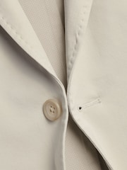 Charles Tyrwhitt Natural Classic Fit Stripe Stretch Washed Oxford Collarless 100% Cotton Jacket - Image 5 of 5