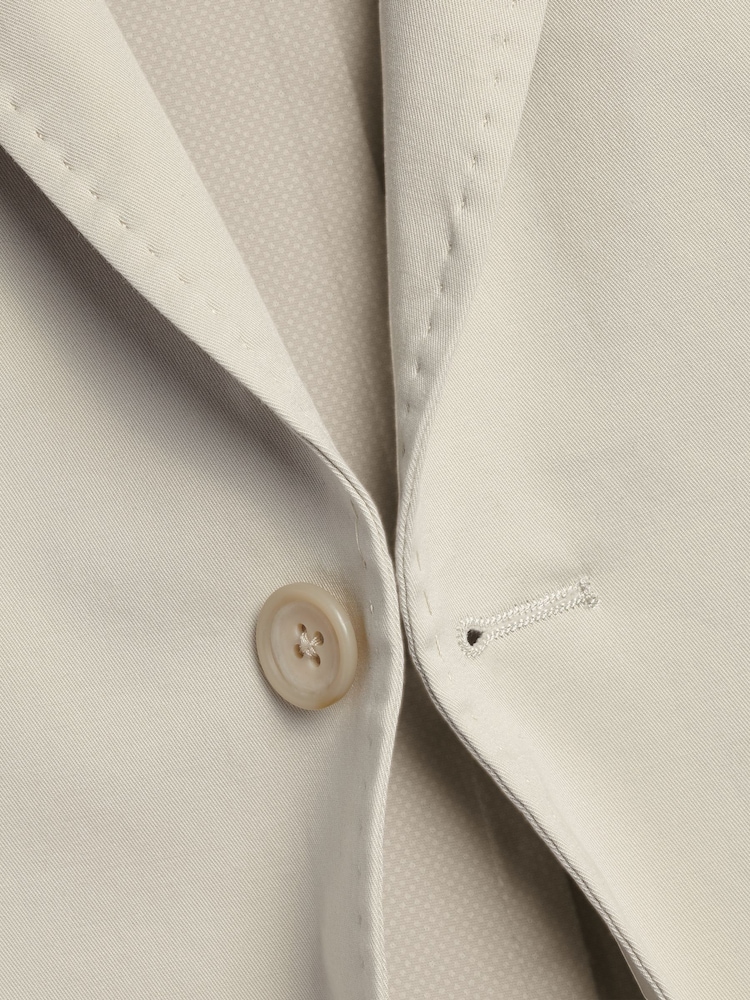 Charles Tyrwhitt Natural Classic Fit Stripe Stretch Washed Oxford Collarless 100% Cotton Jacket - Image 5 of 5
