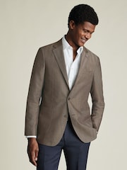 Charles Tyrwhitt Brown Slim Fit Wool Silk Jacket - Image 1 of 5
