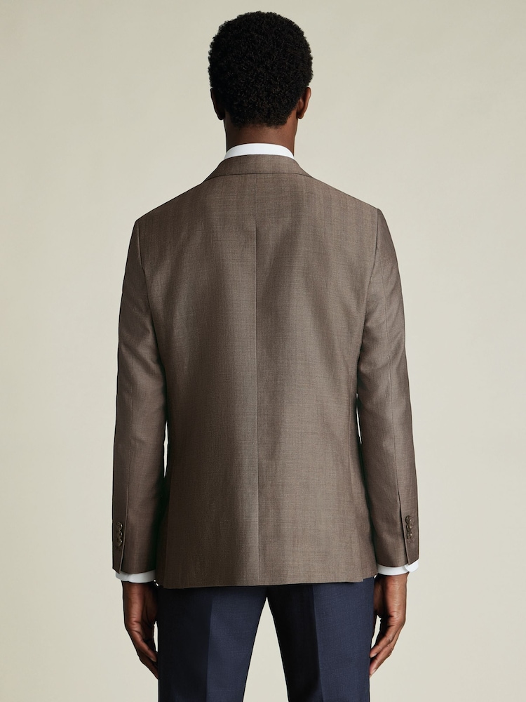 Charles Tyrwhitt Brown Slim Fit Wool Silk Jacket - Image 2 of 5