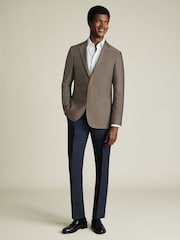 Charles Tyrwhitt Brown Slim Fit Wool Silk Jacket - Image 4 of 5