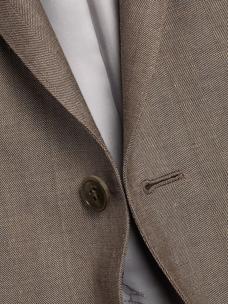 Charles Tyrwhitt Brown Slim Fit Wool Silk Jacket - Image 5 of 5