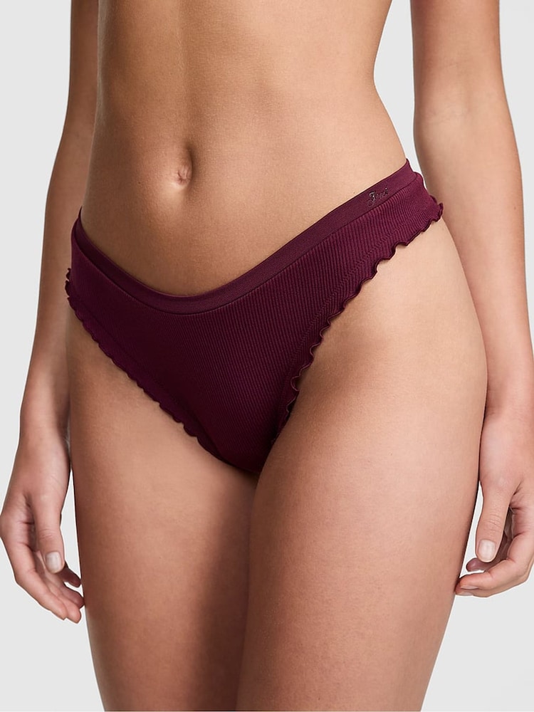 Victoria's Secret PINK Purple Rose Thong Seamless Scoop Thong Knickers - Image 1 of 3 Victoria's Secret PINK Purple Rose Thong Seamless Scoop Thong Knickers - Image 1 of 3