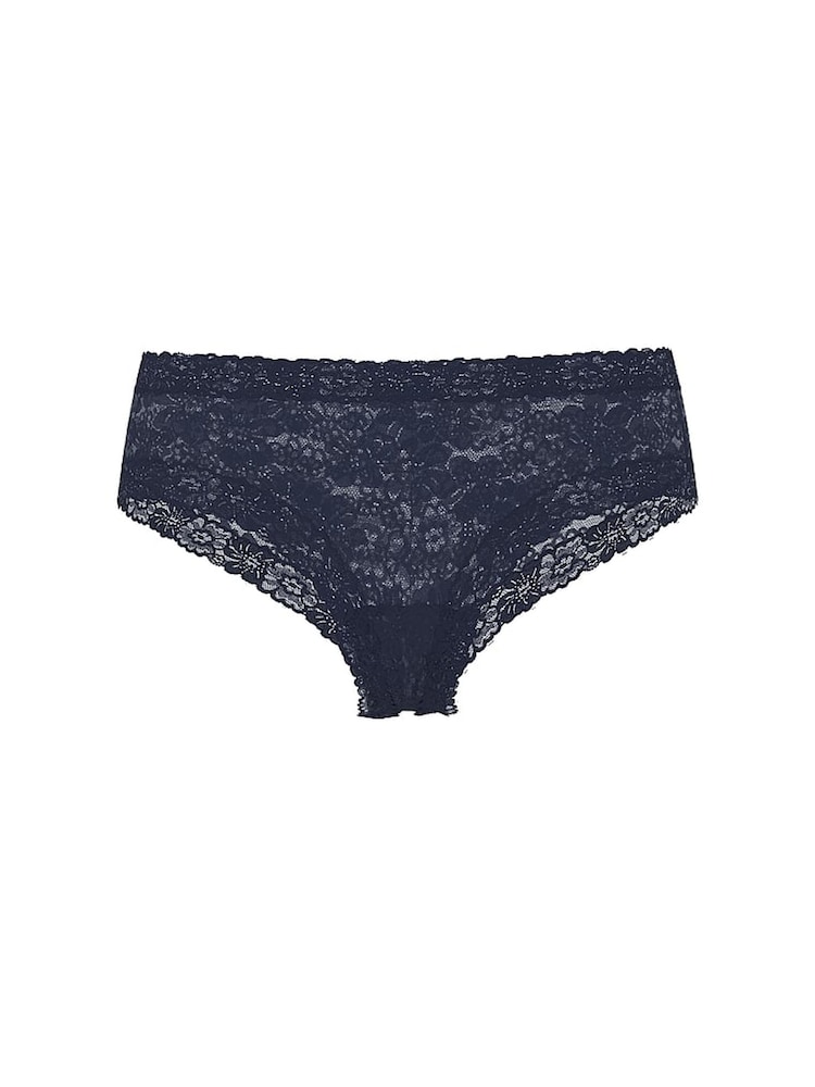 Victoria's Secret PINK Noir Navy Blue Cheeky Floral Lace Knickers - Image 3 of 3