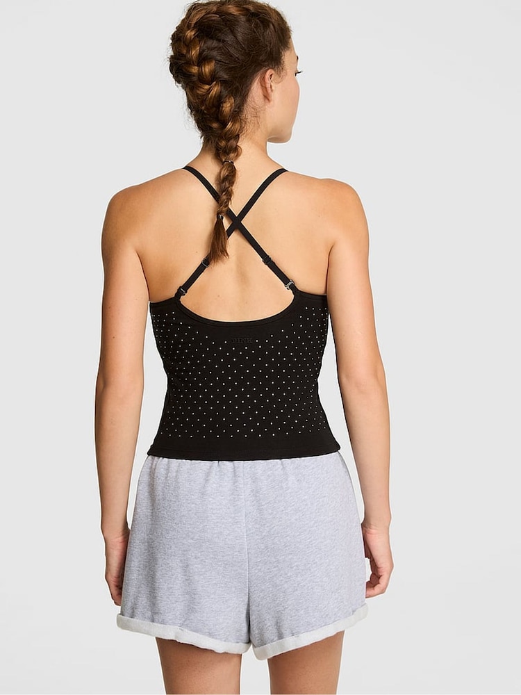 Victoria's Secret PINK Black Cotton Square Neck Sports Bra - Image 2 of 2 Victoria's Secret PINK Black Cotton Square Neck Sports Bra - Image 2 of 2