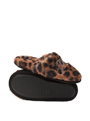 Victoria's Secret PINK Brown Leopard Faux Fur Slippers - Image 2 of 2