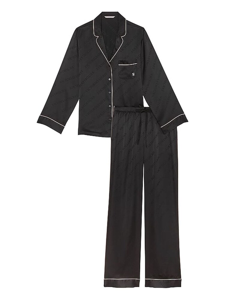 Victoria's Secret Black Satin Long Pyjamas Set - Image 3 of 3 Victoria's Secret Black Satin Long Pyjamas Set - Image 3 of 3