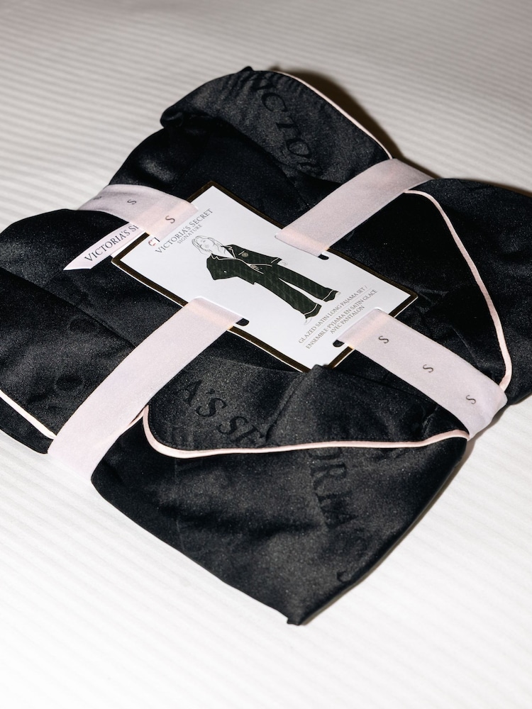 Victoria's Secret Black Satin Long Pyjamas Set - Image 4 of 4 Victoria's Secret Black Satin Long Pyjamas Set - Image 4 of 4