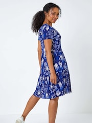 Roman Blue Petite Print Tiered Shirt Dress - Image 3 of 5