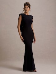Club L London Black To The Moon Cowl-Back Maxi Dress - Image 3 of 6