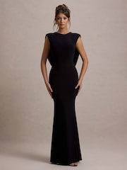 Club L London Black To The Moon Cowl-Back Maxi Dress - Image 4 of 6