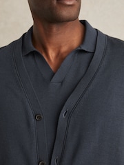 Reiss Midnight Navy West Merino Wool Button Through Cardigan - Image 4 of 6