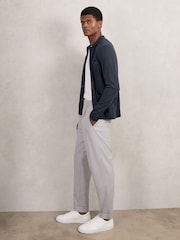 Reiss Midnight Navy Munich Merino Wool Button-Through Shirt - Image 3 of 5