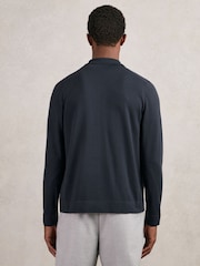 Reiss Midnight Navy Munich Merino Wool Button-Through Shirt - Image 4 of 5