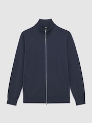 Reiss Midnight Navy Hampshire Merino Wool Zip Through Cardigan - Image 2 of 6