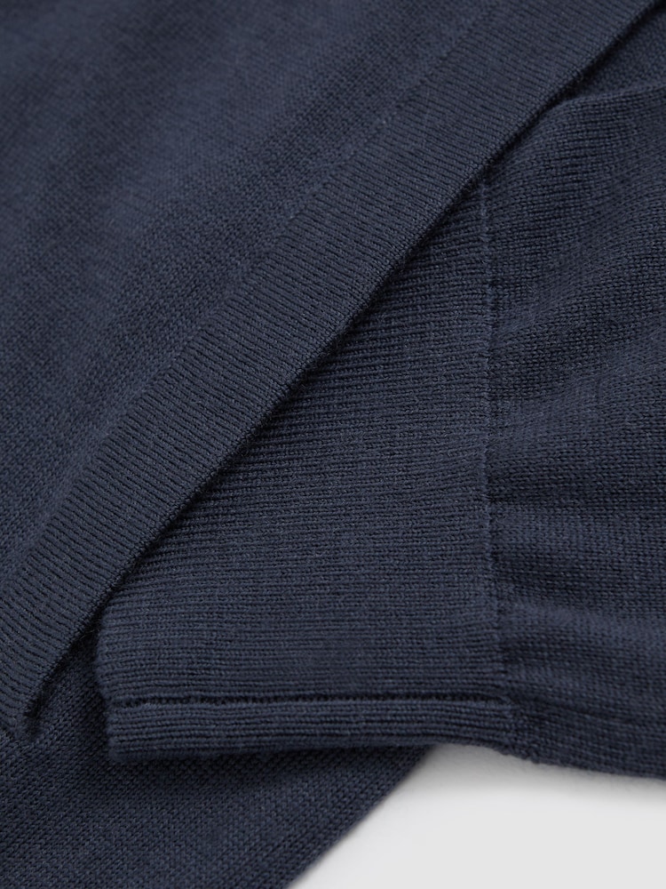 Reiss Midnight Navy Hampshire Merino Wool Zip Through Cardigan - Image 6 of 6
