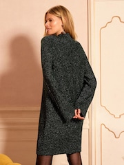 Love & Roses Forest Green Glitter Knitted Mini Dress - Image 4 of 4