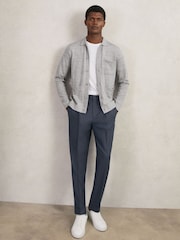 Reiss Soft Grey Mouline Munich Merino Wool Button-Through Shirt - Image 5 of 6