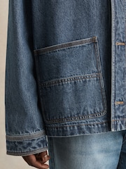 Reiss Denim Blue Marks Corduroy Collar Denim Worker Jacket - Image 5 of 7