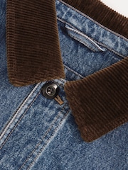 Reiss Denim Blue Marks Corduroy Collar Denim Worker Jacket - Image 7 of 7