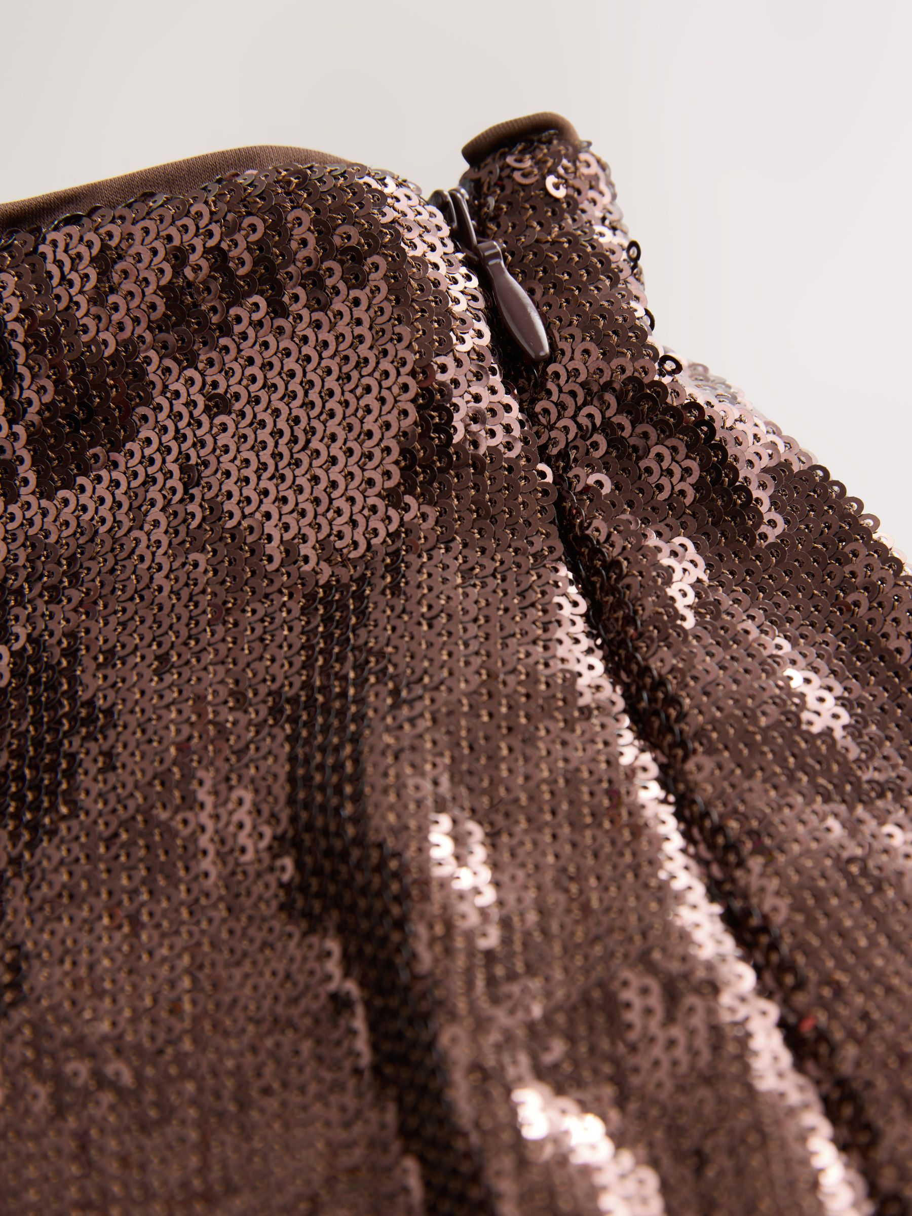 Buy Chocolate Brown Sequin Midi Skirt With Lace Trim from Next USA