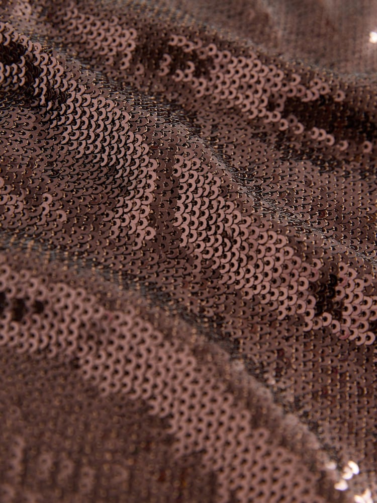 Chocolate Brown Sequin Midi Skirt With Lace Trim - Image 8 of 8 Chocolate Brown Sequin Midi Skirt With Lace Trim - Image 8 of 8