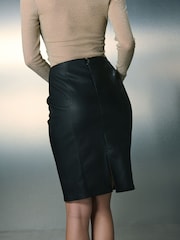 Black Faux Leather Pencil Skirt - Image 3 of 8