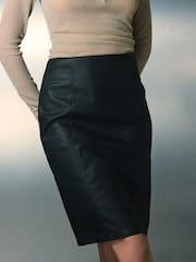 Black Faux Leather Pencil Skirt - Image 4 of 8