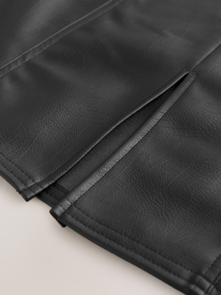 Black Faux Leather Pencil Skirt - Image 8 of 8
