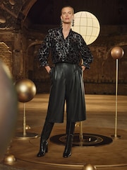 Love & Roses Black Star Printed RO Burnout Pie Crust Blouse - Image 3 of 4