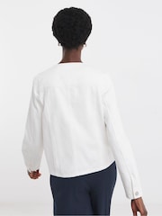 JD Williams White White Collarless Denim Jacket - Image 2 of 4