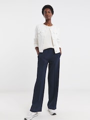JD Williams White White Collarless Denim Jacket - Image 3 of 4