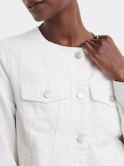 JD Williams White White Collarless Denim Jacket - Image 4 of 4