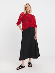 JD Williams Red Crochet Long Sleeve Jumper - Image 3 of 4