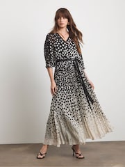 Joanna Hope Pleated Ombre Black Dress - Image 1 of 4