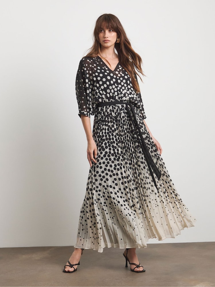 Joanna Hope Pleated Ombre Black Dress - Image 1 of 4