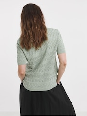 JD Williams Sage Crochet Short Sleeve Jumper - Image 2 of 4