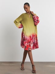Joanna Hope Green Pleated Shift Dress - Image 1 of 4
