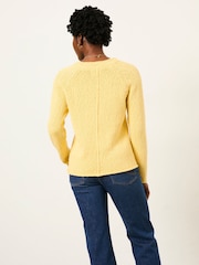 FatFace Sophia Yellow Knitted Slub Jumper - Image 2 of 5
