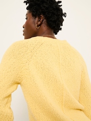 FatFace Sophia Yellow Knitted Slub Jumper - Image 3 of 5