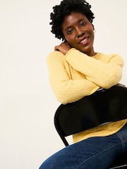 FatFace Sophia Yellow Knitted Slub Jumper - Image 4 of 5