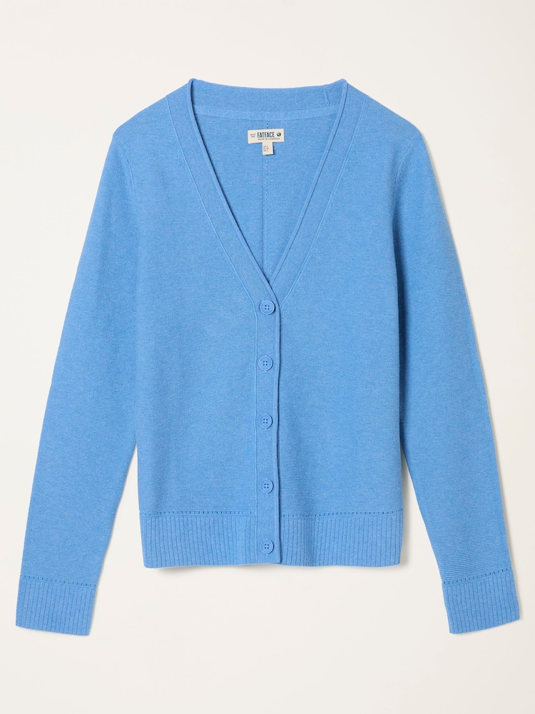 FatFace Lucee Mid Blue Knitted Cardigan - Image 5 of 5