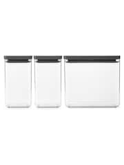 Brabantia Set of 3 Dark Grey Tasty + Stackable Canisters - Image 3 of 5